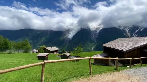 Parc Merlet Med Panorama Över Mont Blanc Bergskedja Les Houches — Stockvideo