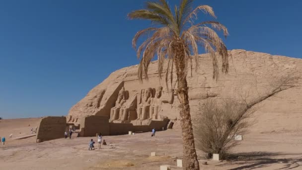 Historisk Plats Abu Simbel Egypten Turistattraktion Stora Templet Ramesses Fyra — Stockvideo