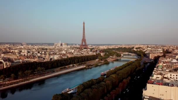 프랑스 파노라마 로맨틱 휴양지 석양을 수있는 파노라마 모양의 역사적 파리의 — 비디오