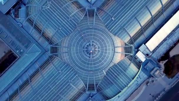 Paris Grand Palais Cam Çatısında Sallanan Fransız Bayrağının Poi Drone — Stok video
