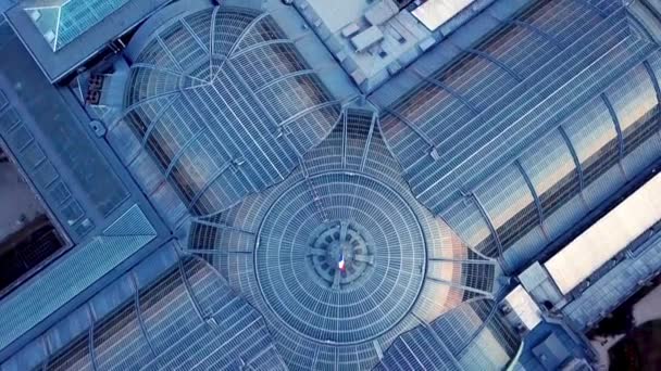 Vista Aérea Arriba Abajo Azotea Del Grand Palais Inclinación Hacia — Vídeos de Stock