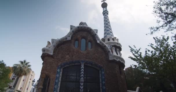 Tiro Viagem Pavilhão Porter Park Guell Barcelona Espanha — Vídeo de Stock
