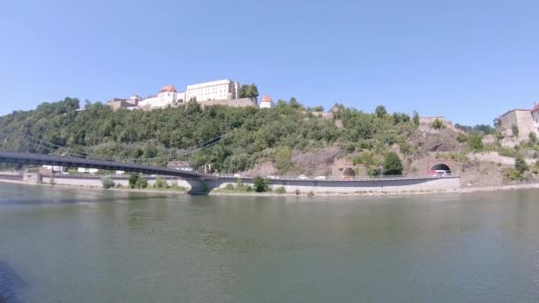 Mittelalterliche Veste Oberhaus Ufer Der Donau Passau — Stockvideo