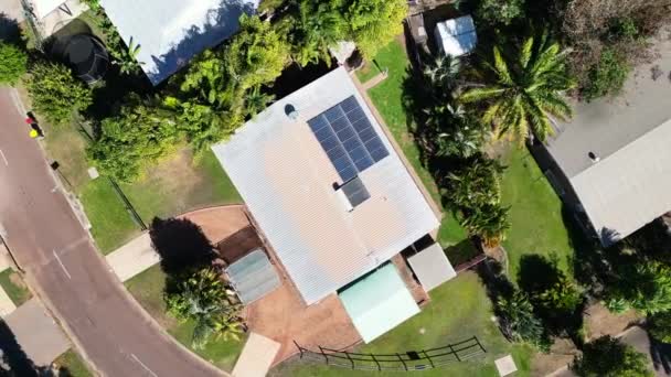 Aerial Drone Luxurious Property Residential Suburb Neighbourhood Large Yard Tropical — Stock Video
