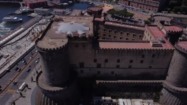 Castel Del Nuovo Naples Italia Foto Udara Dari Salah Satu — Stok Video