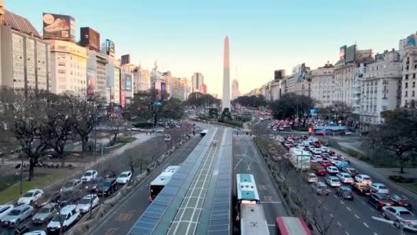Aerial Descending Shot Capturing World Widest Avenue Avenida Julio Famous — Stock Video