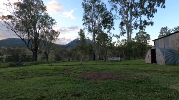 Tempo Lapso Interior Australiano Paddock Fazenda Hobby Rural Entardecer — Vídeo de Stock