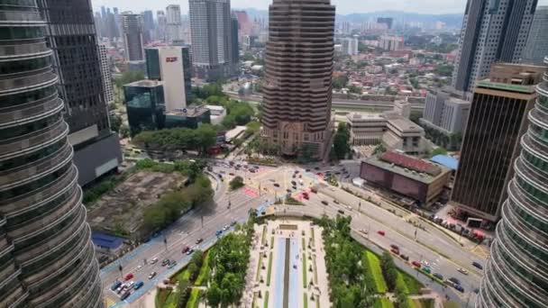 Fronte Piazza Delle Torri Petronas Kuala Lumpur Malesia Volo Drone — Video Stock