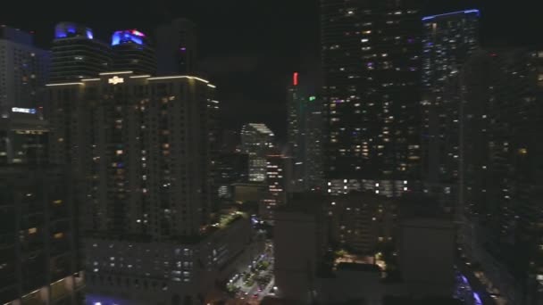 Panorama Centro Miami Horizonte Urbano Noite Distrito Financeiro — Vídeo de Stock