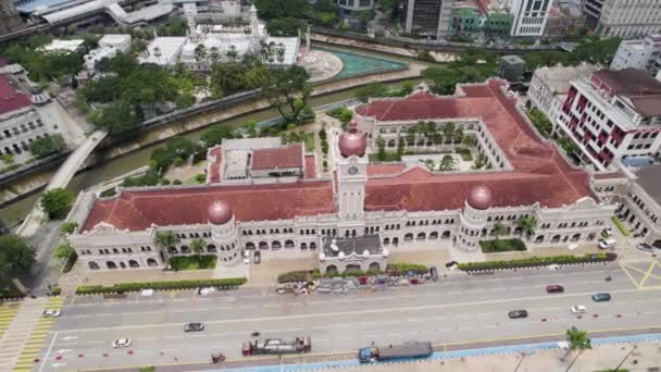 Gedung Sultan Abdul Samad Kuala Lumpur Malaysia Tampilan Drone Udara — Stok Video
