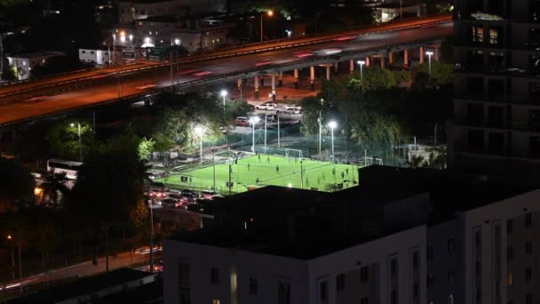 Miami Futebol Urbano Coração Centro Miami Playground Esportivo Multicultural Para — Vídeo de Stock