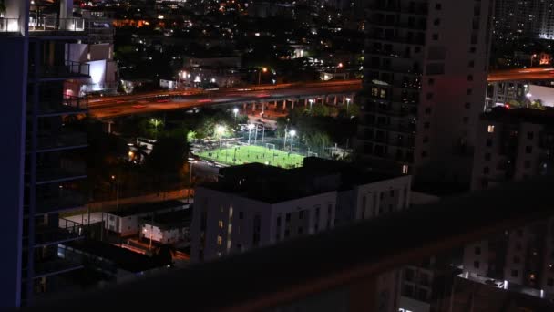Timelapse Miami Soccer Traffic Night Urban Latin Culture Heart Downtown — Stock Video