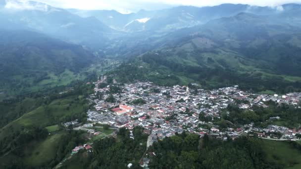Petite Ville Près Cocora Valley Salento Quindio Colombie Drone Aérien — Video
