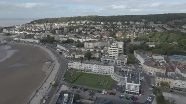 Luftaufnahme Von Weston Super Stute England Drohne Bewegt Sich Richtung — Stockvideo