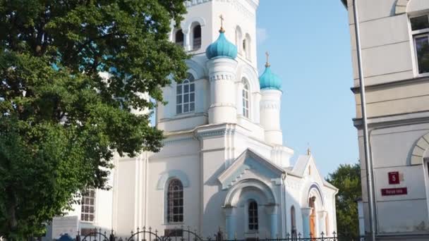 Simeon Anne Orthodox Cathedral Sunny Jelgava Letland — Stockvideo