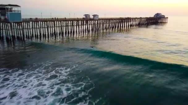 California Oceanside Molo Zachodzie Słońca — Wideo stockowe