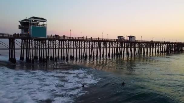 California Oceanside Molo Zachodzie Słońca — Wideo stockowe