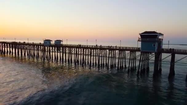 Kalifornie Oceanside Molo Při Západu Slunce — Stock video