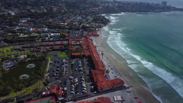 Drone Aerial Cinematic Bird Kilátás San Diego Kalifornia Jolla Beach — Stock videók
