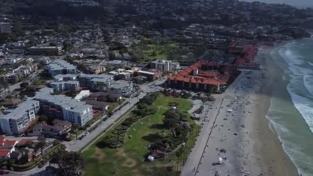 Jolla Shores San Diego California Pan Cloudy Morning — Stock Video