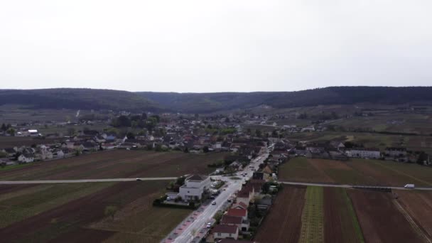 Widok Lotu Ptaka Historycznego Nuit Saint Georges Village Pochmurny Dzień — Wideo stockowe