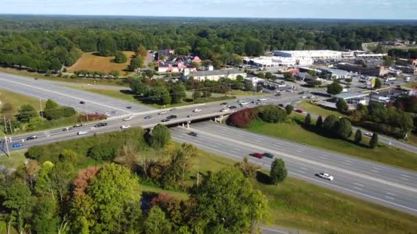 Aerial Shot Heavy Traffic Overpass Clemmons — Stock Video