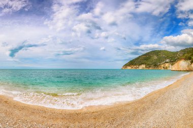 Scenic view on Vignanotica beach on the coast of Gargano National park. The most beautiful coasts of Italy. Puglia, Italy