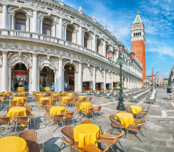 Fantastic cityscape of Venice with San Marco square with Campanile and Biblioteca Nazionale Marciana. Popular tourist destination. Location: Venice, Veneto region, Italy, Europe