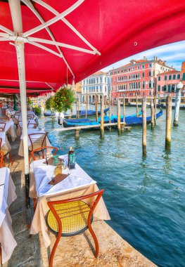 Ünlü Canal Grande ile Venedik 'in şaşırtıcı sabah manzarası. Popüler seyahat yeri... Konum: Venedik, Dolomitler, İtalya, Avrupa
