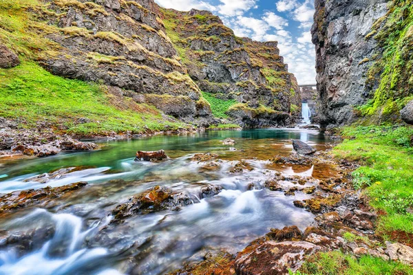 떨어지는 피협곡은 Vididalsa Kolufossar Falls Vestur Hunavatnssysla Iceland Europe — 스톡 사진