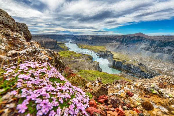 Εκπληκτική Θέα Του Φαραγγιού Και Καταρράκτη Hafragilsfoss Τοποθεσία Εθνικό Πάρκο — Φωτογραφία Αρχείου