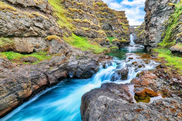 떨어지는 피협곡은 Vididalsa Kolufossar Falls Vestur Hunavatnssysla Iceland Europe — 스톡 사진