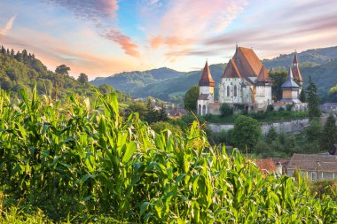 Biertan 'ın inanılmaz ortaçağ mimarisi Unesco Dünya Mirası Bölgesi tarafından korunan Romanya' daki güçlendirilmiş Sakson kilisesi. Konum: Biertan, Sibiu County, Romanya, Avrupa