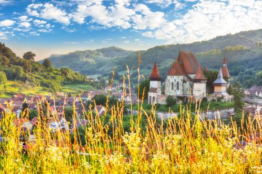 Biertan 'ın inanılmaz ortaçağ mimarisi Unesco Dünya Mirası Bölgesi tarafından korunan Romanya' daki güçlendirilmiş Sakson kilisesi. Konum: Biertan, Sibiu County, Romanya, Avrupa
