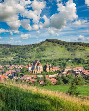Biertan 'ın inanılmaz ortaçağ mimarisi Unesco Dünya Mirası Bölgesi tarafından korunan Romanya' daki güçlendirilmiş Sakson kilisesi. Konum: Biertan, Sibiu County, Romanya, Avrupa