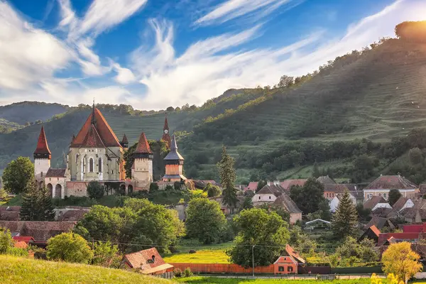 Biertan 'ın inanılmaz ortaçağ mimarisi Unesco Dünya Mirası Bölgesi tarafından korunan Romanya' daki güçlendirilmiş Sakson kilisesi. Konum: Biertan, Sibiu County, Romanya, Avrupa