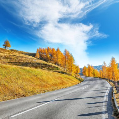 Grossglockner High Alpine Yolu 'nun sonbaharda muhteşem manzarası. Yer: Grossglockner yüksek alp yolu, Salzburg ve Carinthia Eyaleti arasında, Avusturya