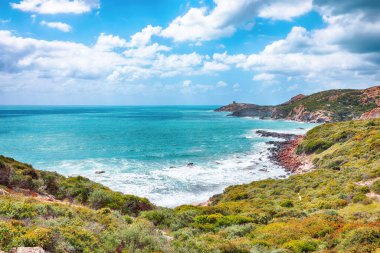 Batı kıyısındaki Torre Arjantin 'in inanılmaz manzarası. Bosa yakınlarındaki Costa Tentizzos boyunca. Konum: Bosa, Oristano ili, İtalya, Avrupa
