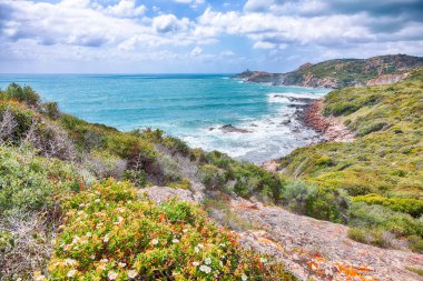 Batı kıyısındaki Torre Arjantin 'in inanılmaz manzarası. Bosa yakınlarındaki Costa Tentizzos boyunca. Konum: Bosa, Oristano ili, İtalya, Avrupa