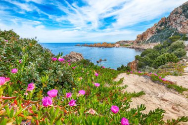Popüler seyahat merkezi Costa Paradiso 'nun inanılmaz manzarası. Akdeniz 'in pitoresk manzarası. Konum: Costa Paradiso, Sassari ili, Sardunya, İtalya, Avrupa