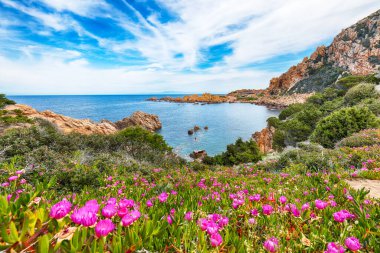 Popüler seyahat merkezi Costa Paradiso 'nun inanılmaz manzarası. Akdeniz 'in pitoresk manzarası. Konum: Costa Paradiso, Sassari ili, Sardunya, İtalya, Avrupa