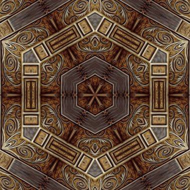 Folyo, dijital kağıt, tekstil, seramik fayanslar ve ambalaj kağıtları için lüks altın doku sanatı. İç dekorasyon için ahşap kaplama ile altın desenli arkaplan tasarımı