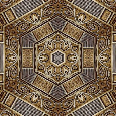 Folyo, dijital kağıt, tekstil, seramik fayanslar ve ambalaj kağıtları için lüks altın doku sanatı. İç dekorasyon için ahşap kaplama ile altın desenli arkaplan tasarımı