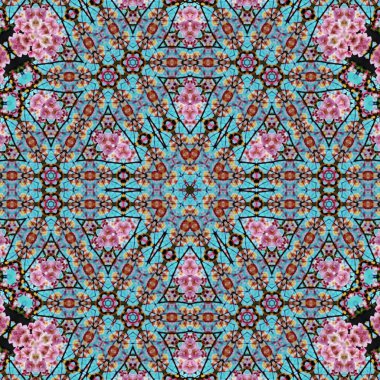 Arka plan için desen tasarımı. Duvar kağıdı ve tema için 3D illüstrasyon. İç dekorasyon fikri. Yeni moda nakış ve batik konsepti. Mozaik zemin. Tişört için baskı işi