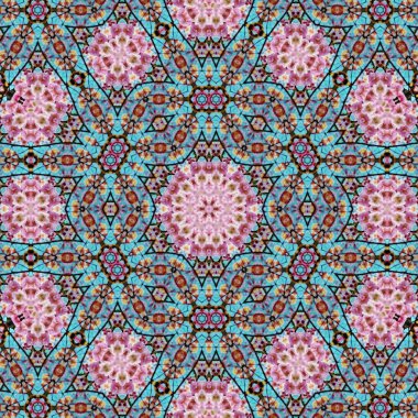 Arka plan için desen tasarımı. Duvar kağıdı ve tema için 3D illüstrasyon. İç dekorasyon fikri. Yeni moda nakış ve batik konsepti. Mozaik zemin. Tişört için baskı işi