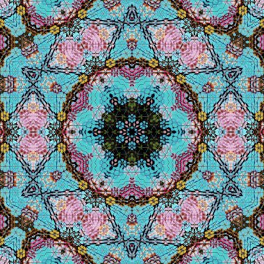 Arka plan için desen tasarımı. Duvar kağıdı ve tema için 3D illüstrasyon. İç dekorasyon fikri. Yeni moda nakış ve batik konsepti. Mozaik zemin. Tişört için baskı işi