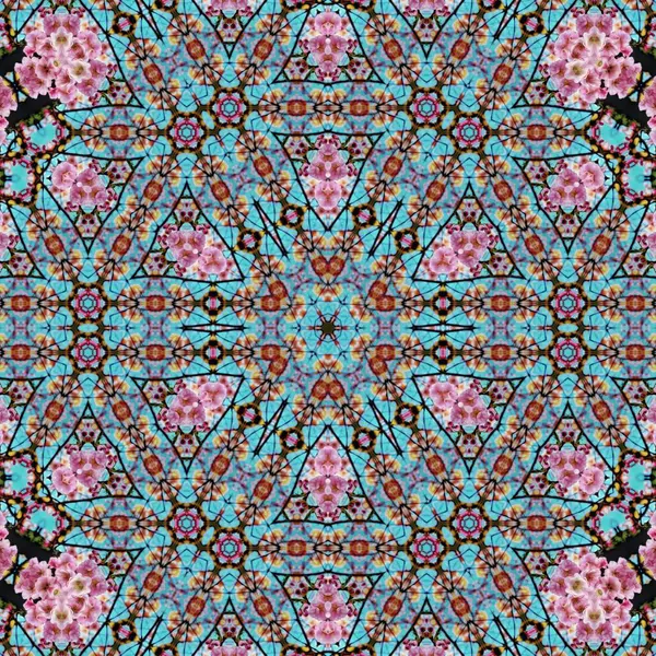 Arka plan için desen tasarımı. Duvar kağıdı ve tema için 3D illüstrasyon. İç dekorasyon fikri. Yeni moda nakış ve batik konsepti. Mozaik zemin. Tişört için baskı işi