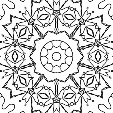 Renk doldurma çalışması için sanat eserleri. Öğrenmek için karalama çalışması örneği. Anaokulu öğrencileri için boyama kitabı sayfası. Geleneksel şenlik dekorasyonu için mandala boyası