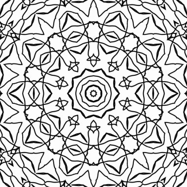 Renk doldurma çalışması için sanat eserleri. Öğrenmek için karalama çalışması örneği. Anaokulu öğrencileri için boyama kitabı sayfası. Geleneksel şenlik dekorasyonu için mandala boyası