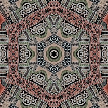 Arka plan için mistik model tasarımı. Web sitesi için allover baskı tasarımı, kullanıcı arayüzü teması, halı, halı, iç dekorasyon fikri. Batik, yüzey ve ekran yazdırma için dijital tekstil sanatı